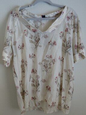 Gap Floral Silk Cotton Blouse Top Lightweight Large Boho